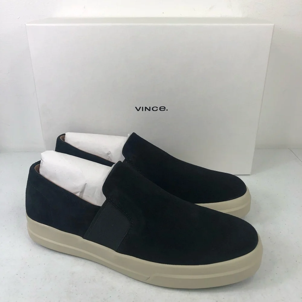VINCE Men’s Caleb Black Luxury Slip On Loafers